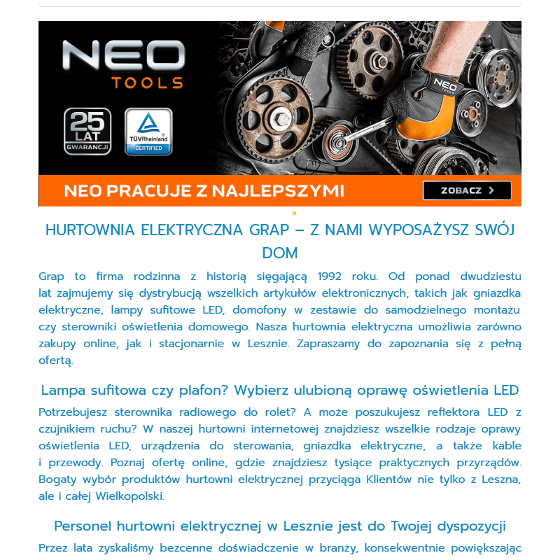Hurtownia elektryczna wielkopolska - Leszno